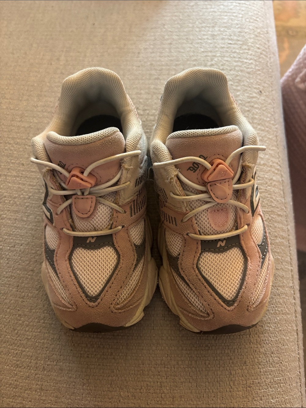 New Balance Kids Pink and Beige Trail-Style Sneakers